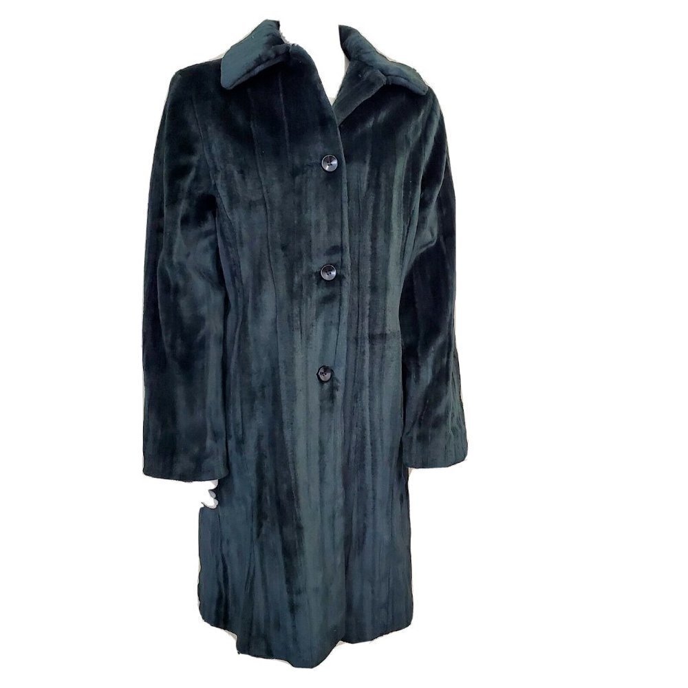 Utex Faux Mink Fur‎ Mid Length coat Womens Size M vegan Dressy